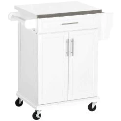 HOMCOM Wooden Freestanding Kitchen Island On Wheels - White - 801-055V01WT 20 HOMCOM Wooden Freestanding Kitchen Island On Wheels - White - 801-055V01WT -Kitchen Sale Shop vrrdaa182d2b3ecf7.jpg