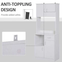 HOMCOM Tall Kitchen Cupboard With Countertop Storage - White - 801-098 19 HOMCOM Tall Kitchen Cupboard With Countertop Storage - White - 801-098 -Kitchen Sale Shop wb3d4d181cd30adb0.jpg