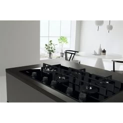 Whirlpool GOWL 958/NB 90cm Gas On Glass Hob - Black -Kitchen Sale Shop whirlpool gowl958nb fitted top side view
