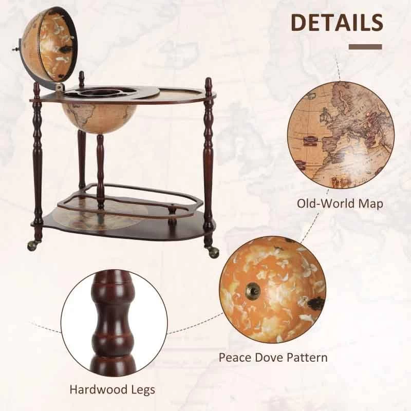 HOMCOM Bar Globe Drinks Cabinet - Brown - 801-042 11 HOMCOM Bar Globe Drinks Cabinet - Brown - 801-042 - Image 9