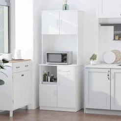 HOMCOM Tall Kitchen Cupboard With Countertop Storage - White - 801-098 21 HOMCOM Tall Kitchen Cupboard With Countertop Storage - White - 801-098 -Kitchen Sale Shop xve90f181cd30adb0.jpg