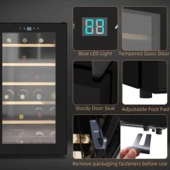 HOMCOM 24 Bottles Wine Cooler With Touch Screen Control - Black - 800-150V70 -Kitchen Sale Shop zw0d7218a831ce8b5.jpg